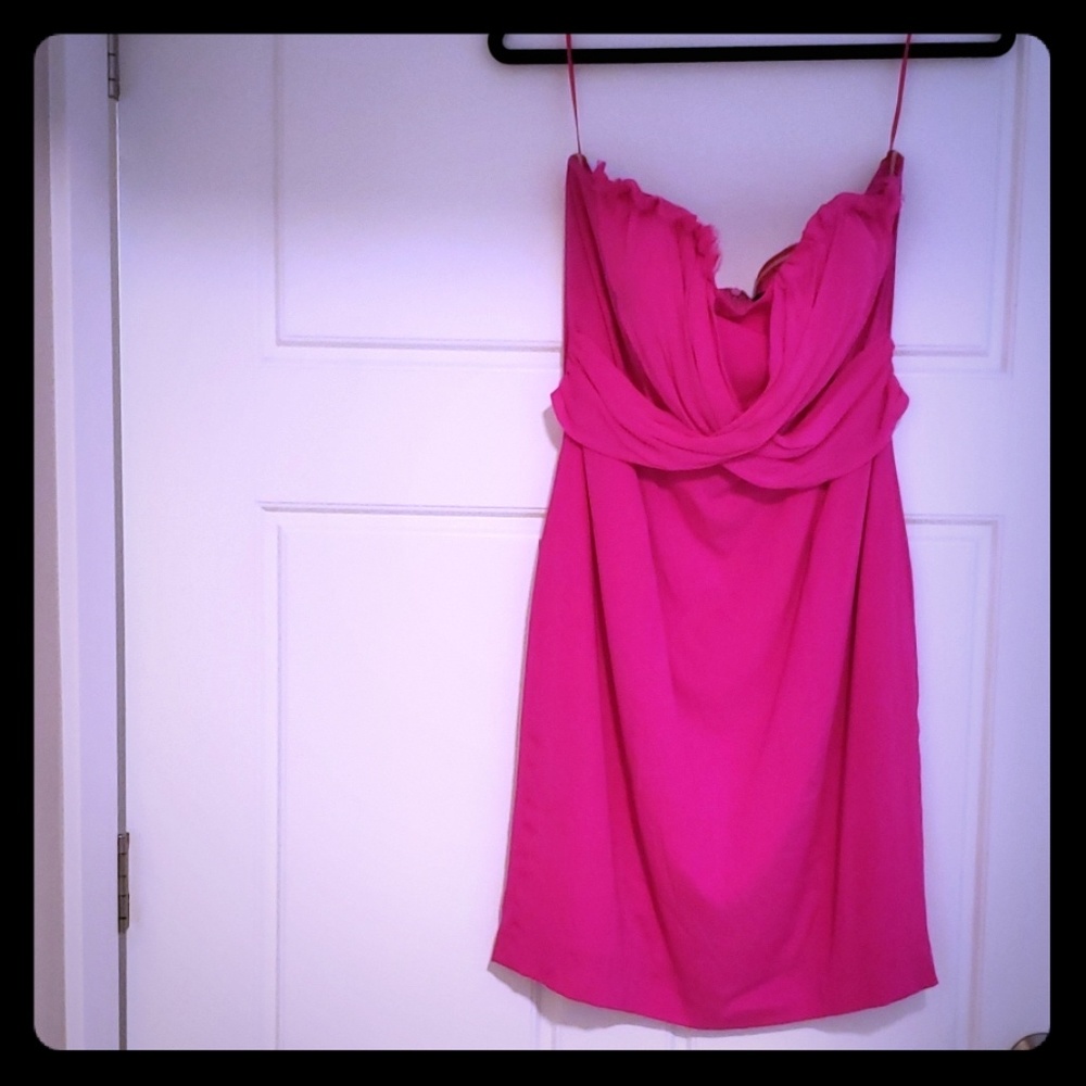 Bright pink strapless dress